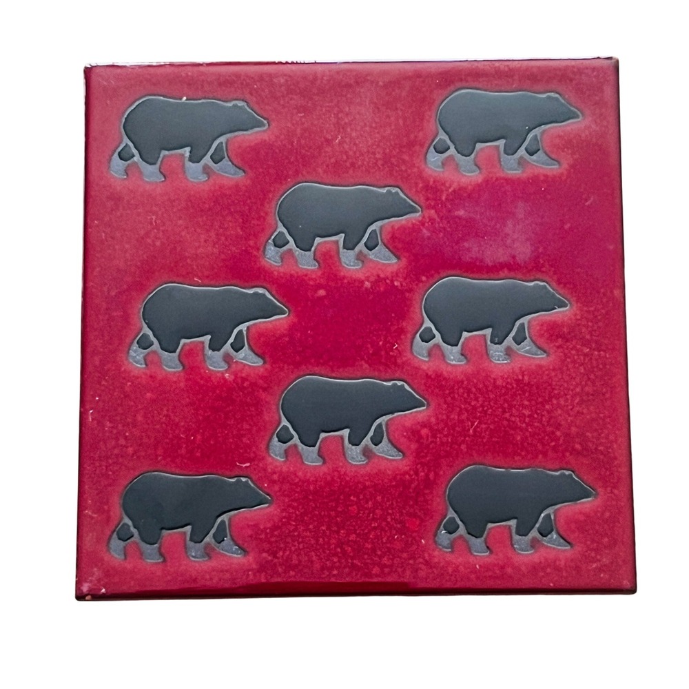 Masterworks Handcrafted Art‎ Tile Black Bear Trivet Coaster USA Cabin Wildlife